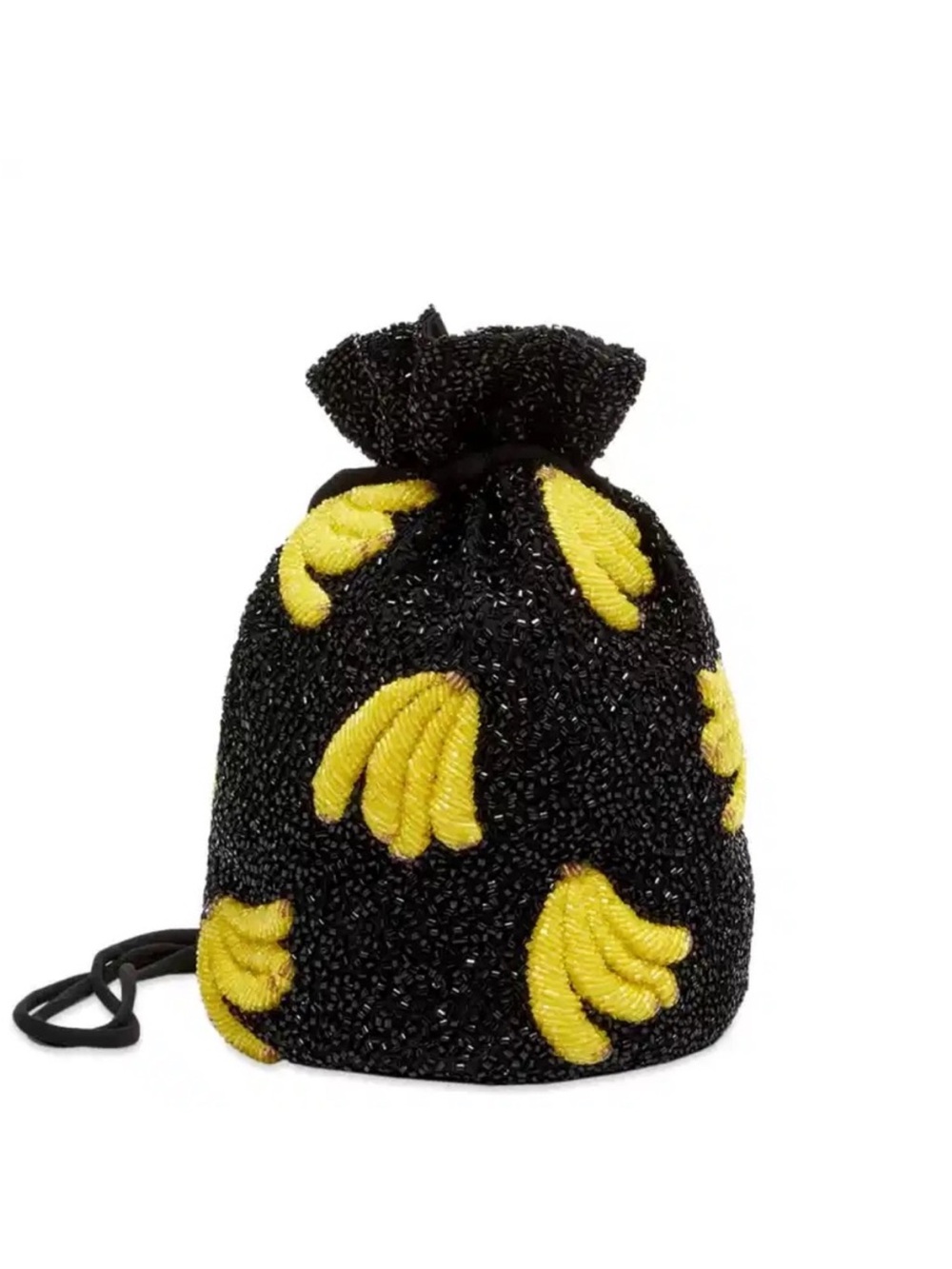 Ganni Black Mini Beaded Bag with Yellow Embroidered Accents sold out everywhere